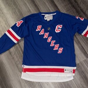 Reebok NHL New York Rangers hockey jersey youth large XL blue game #24 Callahan